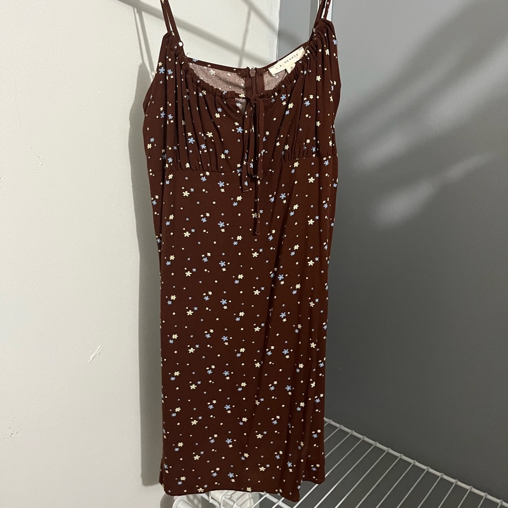 Brown flowery dress, size medium